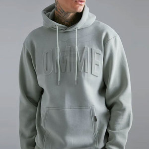 Dernier design, sweat-shirts à capuche en taille plus pour hommes, hiver, gaufrage, uni, teinture unie, respirant, logo personnalisé, haute qualité, fabriqué au Pakistan - Product Image 3