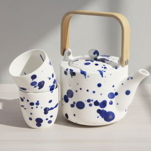 Ensemble théière et tasses en porcelaine durable de qualité supérieure 3460999SETA-0.75, design nordique, avec passoire, théière 750 ml et tasse à thé 150 ml - Product Image 4