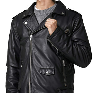 Chaqueta de cuero puro para hombre, nuevo estilo con cremallera, logotipo personalizado, su propio diseño, chaqueta de invierno de cuero para exteriores para hombre - Product Image 6