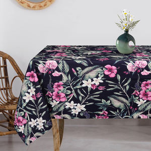 Fournisseur en gros indien 150x300 cm 210gsm imprimé nappe noir multicolore conceptions maison Textile fabricant produits - Product Image 1