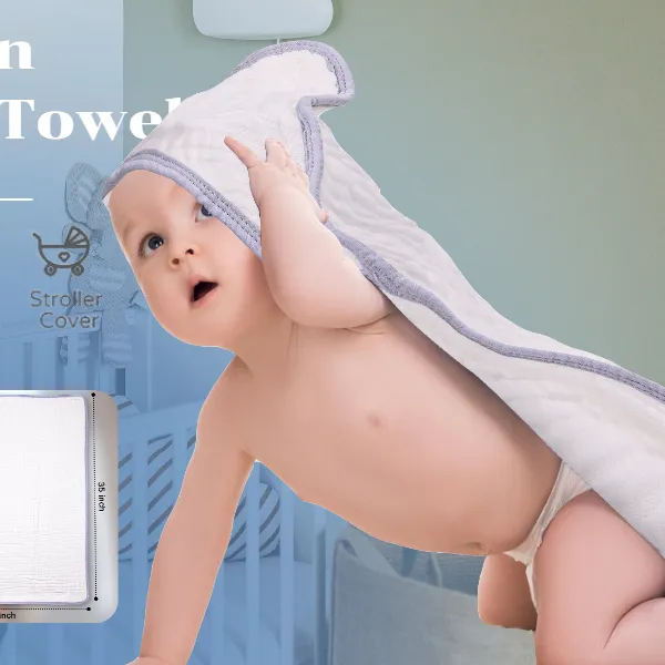 Khăn em bé Muslin bé khăn tắm 4 Pcs Khăn em bé và khăn lau đặt 100% bông khăn tắm với mui xe babysoft và thấm
