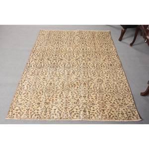 Classic Beige Brown 4.8 X 5.7ft Woolen Turkish <b>Rug</b> Patchwork Design for Entryway Living Room <b>Bedroom</b> Rectangular Hallway Latex - Product Image 1