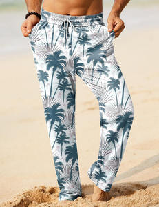 Nouveau design Pantalon décontracté pour homme en lin/coton épais, séchage rapide, style mode urbaine et outdoor, avec cordon de serrage à la taille - Product Image 3