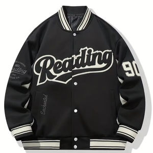 Custom Made Best Quality Fleece <b>Jacket</b> for Men Adult Youth Baseball Letterman <b>Canvas</b> <b>Jacket</b> with Stand Collar - Product Image 1