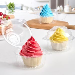 Wadah Plastik <span class=keywords><strong>PVC</strong></span> Transparan untuk Cupcake dan Sushi dengan Tutup Kubah, Tempat Cupcake Individual - Product Image 1