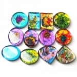 925 Sterling Silver Eternity Vermeil Women's <b>Ring</b> with Multi-Colour Dichroic Glass Bezel Setting Fine Gemstone <b>Rings</b> - Product Image 2