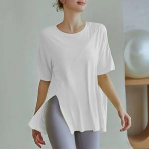 Camiseta Túnica de Manga Corta para Mujer, de Alta Calidad, Informal, Holgada, con Abertura Lateral Alta - Product Image 6