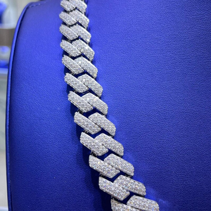 Collier en argent glacé à maillons cubains, design classique et audacieux, chaîne de luxe - Product Image 3