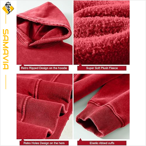 Sweat-shirts à capuche en molleton pour hommes, personnalisés OEM, délavés à l'acide, teints en uni, respirants, anti-boulochage, séchage rapide, brodés, prêts à expédier - Product Image 5