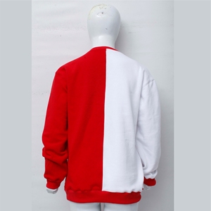 Sweat-shirt à col rond pour femme de qualité supérieure OEM, couleur asymétrique rouge et blanc, 100% coton tricoté, coupe classique, vêtement d'automne - Product Image 2