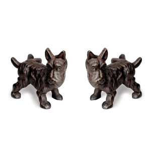 Sujetalibros de perros juguetones de hierro fundido antiguo personalizado - Product Image 2