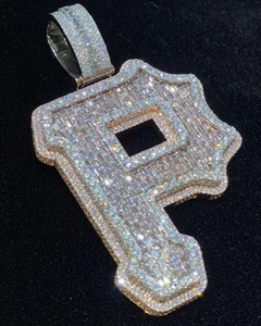 Pendentif Lettre P Hip Hop en Or Blanc et Argent 925 avec Diamants VVS pour Rappeur, Testeur de Diamants, Moissanite Glacée Unisexe - Product Image 2