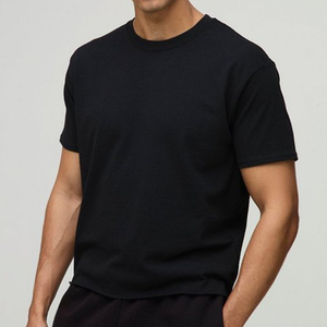 High Quality Custom <b>Men</b> Oversized Knitted T-Shirt Breathable 100% Cotton Anti-Pilling Custom Logo Wholesale - Product Image 6