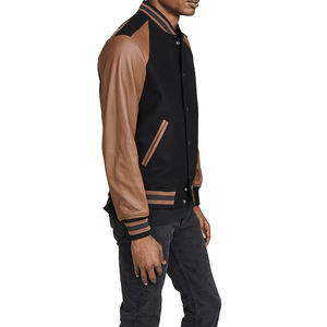 2025 Veste universitaire de baseball personnalisée pour hommes en cuir PU de haute qualité avec manches raglan de luxe vintage et col uni - Product Image 4