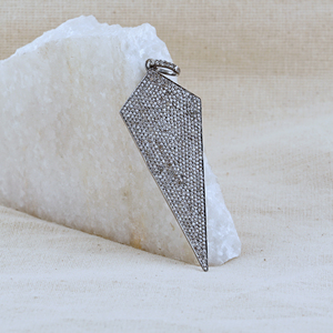 Pendentif en argent massif 925 diamant oxydé fait à la main, bijoux 25x60 MM, cadeau pour elle - Product Image 3