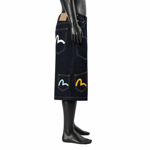 Pantalones cortos de mezclilla holgados con múltiples bolsillos para hombre, estilo streetwear de verano, con gráficos, corte holgado, hasta la rodilla - Product Image 4