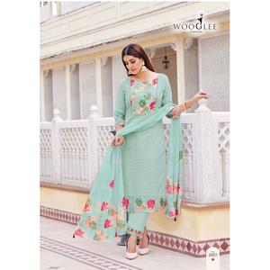 Calidad Premium Shifli algodón impreso trabajo hecho a mano nuevo diseñador indio Kurti pantalón conjunto para mujeres estilo tradicional exportador indio - Product Image 1