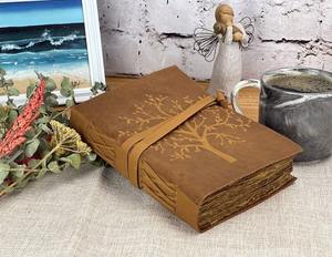 Cuaderno de diario A3 hecho a mano de cuero genuino encuadernado con papel de cubierta espiral e hilo costura sillín costura encuadernación regalo - Product Image 1