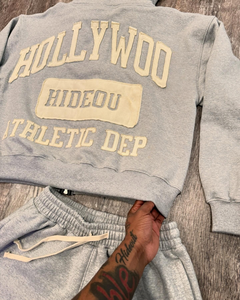 Conjuntos Deportivos Unisex Personalizados, Conjuntos de Jogger de Algodón de 2 Piezas, Chaqueta Cortavientos con Parches, Conjuntos Deportivos Holgados Lisos para Hombre, Conjunto de Sudadera con Capucha y Pantalones Cortos - Product Image 3