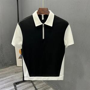 Polo de moda con media cremallera para hombre, camiseta informal de manga corta con bloque de Color, camiseta de verano de estilo ligero a la moda para hombre - Product Image 5