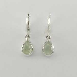 Pendientes colgantes de gota de pera verde Prehnita lágrima Leverback pendientes de plata de ley 925 para mujeres y niñas en boda - Product Image 4