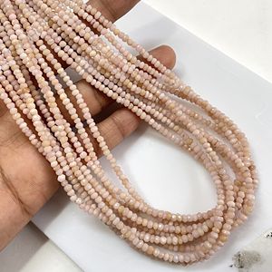 Cuentas facetadas de ópalo rosa con forma de Rondelle, cuentas de ópalo Natural de buena calidad para la fabricación de joyas - Product Image 4