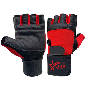 Gants de fitness en cuir demi-doigt pour hommes pour l'entraînement de musculation Gants d'haltérophilie avec support de poignet - Product Image 5