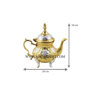 Embossed Designing <b>Gold</b> and Silver Polished Aluminum Tea and Coffee Pot Premium Quality Home and Kitchen Tea Serving Pots - Product Image 1