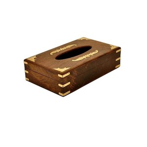 Caja de pañuelos de madera con acabado natural para interiores rústicos y de granja, elegante organizador de pañuelos de madera para sala de estar y dormitorio - Product Image 5