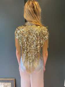 Robe de soirée élégante pour dames avec cape perlée Antistatique Belles perles brodées Franges Caractéristiques - Product Image 6