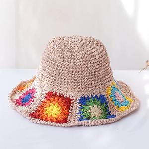 Women's <b>Summer</b> Fisherman's Bucket <b>Hat</b> Denim UV Protected Sun Visor Rainbow Floral <b>Straw</b> Cap <b>for</b> Beach Optimal Sun Protection - Product Image 2
