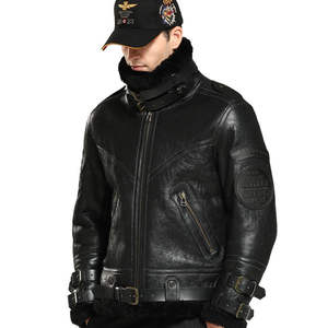 Hot Sale Winter Jacket Men <b>Real</b> Fur <b>Coat</b> Man Original Natural Sheep Fur Flight Suit Leather <b>Coats</b> Motorcycle <b>Sheepskin</b> Jacket - Product Image 2