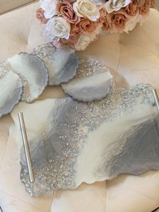 Bandeja de servicio de epoxi de resina hecha a mano, artículos esenciales de cocina únicos para el hogar, restaurante, Hotel, servicio decorativo Tra - Product Image 5