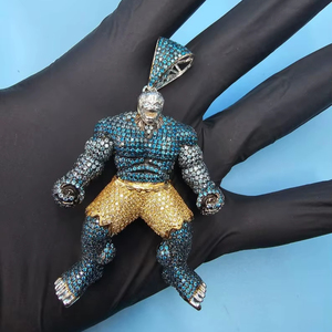 จี้เพชรโมอิสซาไนต์หลากสีทรงกลมแบบฮิปฮอปการ์ตูนซูเปอร์ฮีโร่ พร้อมจี้เงินแท้ 925 - Product Image 1