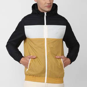 Col à capuche fermeture éclair couleur bloqué hommes vestes à la mode motif personnalisé couleur bloqué hommes vestes - Product Image 1