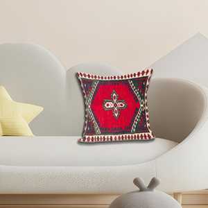 Almohada Vibrante con Estampado Kilim - Decoración Acogedora de Inspiración Turca, Hecha a Mano, 12"x12" - 30x30 cm - Product Image 4