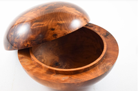 Boîte ronde en bois faite à la main marocaine polie décoration d'intérieur ornement OEM disponible en bois artisanat boîtes en bois et panneaux muraux