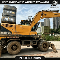 Excavatrice sur roues Hyundai R210W de 21 tonnes, moteur Cummins B5.9 C, d'occasion, pour travaux de construction et réparation routière en Corée.