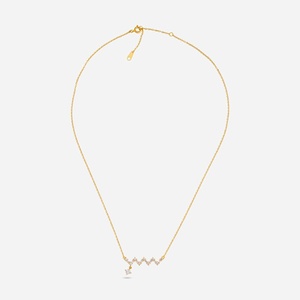 Collier en argent 92,5 avec placage en or rhodié 18 carats, diamant taille princesse, perle, motif géométrique, chaîne à maillons, style tendance pour cadeau - Product Image 4