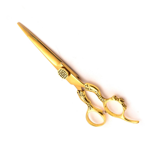 Tijera de peluquero con acabado dorado con mango de diseño elegante Tijeras de corte de pelo profesionales Cuchillas de acero inoxidable de alta calidad - Product Image 5
