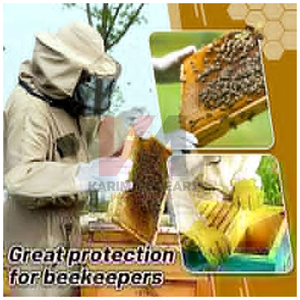 Gants de travail pour l'apiculture, manches longues, anti-piqûres d'abeilles, en toile, gants de sécurité avec paume en cuir de vache - Product Image 4