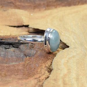 Aigue-marine naturelle Bague faite à la main Couleur verte Bijoux en argent sterling massif 925 Bijoux en argent sterling 925 Bague estampée Bijoux - Product Image 3