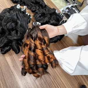 Hot 2024 12A Grade Super Double Drawn Virgin Cuticle Aligned Hair Bouncy <b>Curly</b> Natural Black Style Vietnamese Hair <b>Bundles</b> - Product Image 1