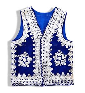<b>Mens</b> Classic Handmade Breathable Quick Dry Woolen <b>Casual</b> Sleeveless Comfortable Autumn Lace Afghani <b>Waistcoat</b> Traditional Mehndi - Product Image 2