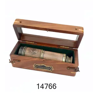 Messing-Piratenteleskop mit Holzbox einstellbar Messing-Piratenteleskop nautischer Vintage-Stil nautisches Meeresteleskop