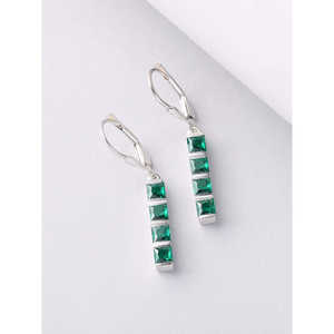 Boucles d'oreilles à la mode émeraude linéaire pour femmes - Product Image 1