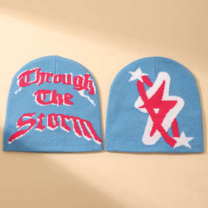 Unisex Y2K Fashion Print Knitting Cap Beanie Bonnet Warm <b>Winter</b> Wool <b>Hats</b> with 3D Embroidery for <b>Men</b> and Women - Product Image 3