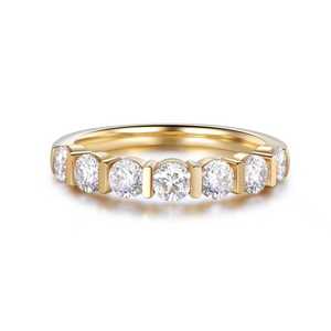 Anillo de Compromiso de Lujo con Diamante Cultivado en Laboratorio de Corte Redondo, Media Eternidad, en Oro Sólido de 14K, Joyería Personalizada para Mujeres y Hombres - Product Image 2