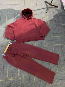 Streetwear de luxe Boxy Hoodie et pantalon de survêtement 2 pièces survêtements unisexe couleur contrastée coton lourd homme survêtement survêtement ensemble - Product Image 2
