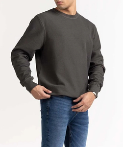Premium Quality Heavyweight 100% Cotton Embroidered Custom Logo Fleece Crewneck Pullover Sweatshirt Men Winter Windproof BROOXLY - Product Image 1